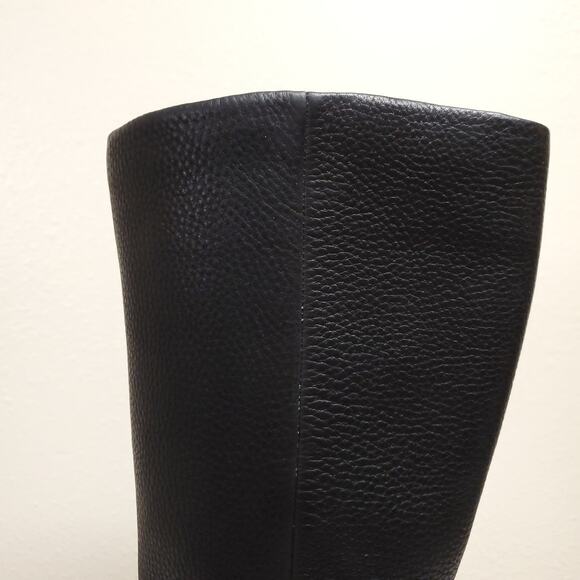 ECCO Black Pebbled Leather Tall Wedge Boots Sz 8 - Picture 3 of 14